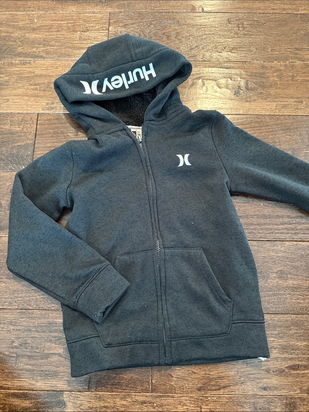 Hurley Kids Charcoal Black Full-Zip Hooded Sweatshirt